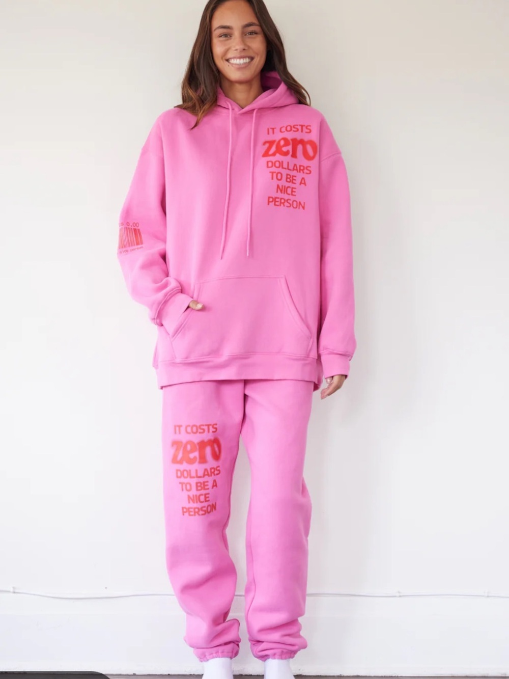 The Mayfair Group it cost zero dollars to be nice Pink Track Joggers hoodie set